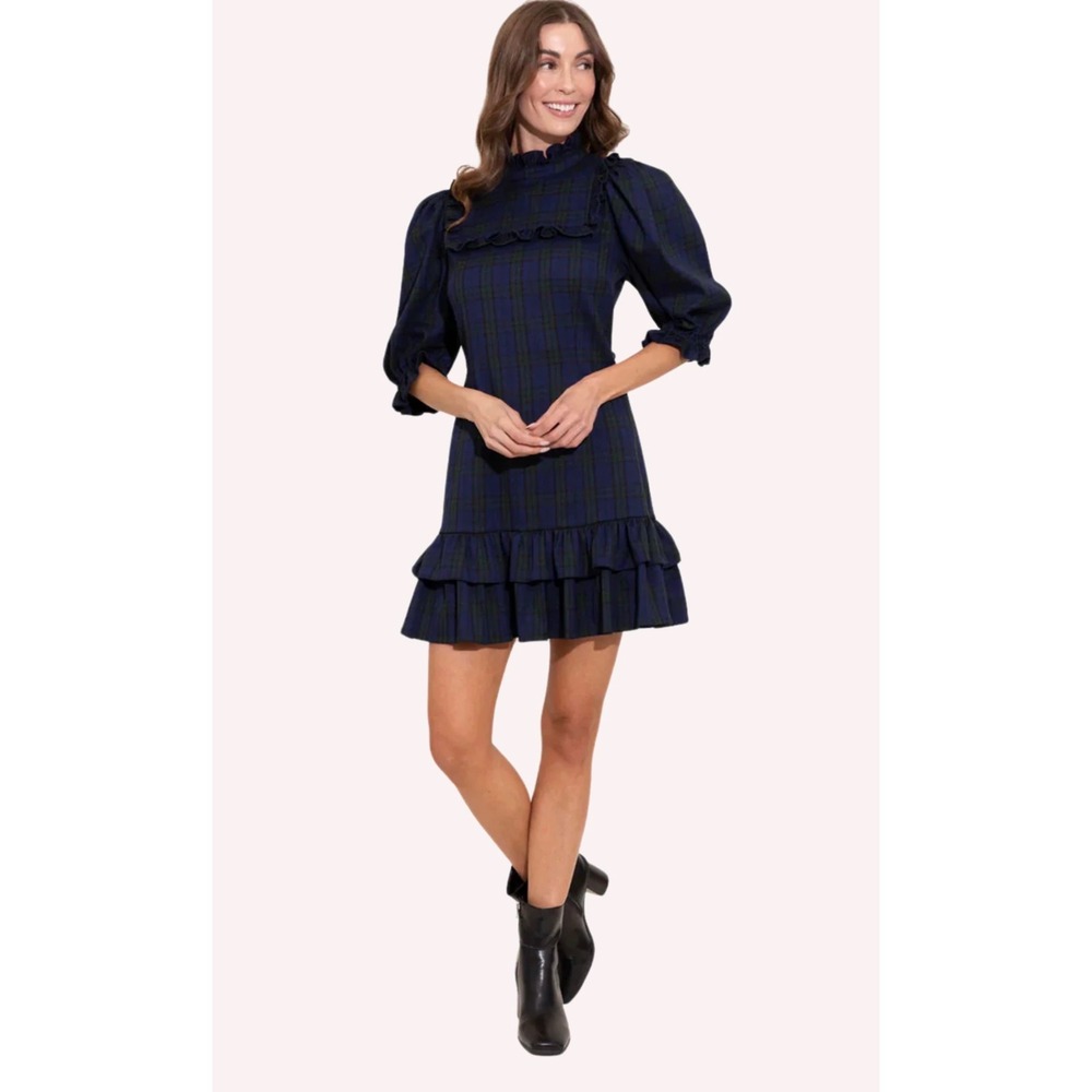 Alden Adair Murphy Tartan Plaid Puff Sleeve Dress | Small | NWT